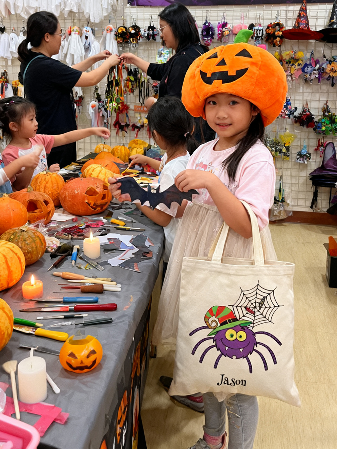 Custom Halloween Spider Canvas Candy Bag